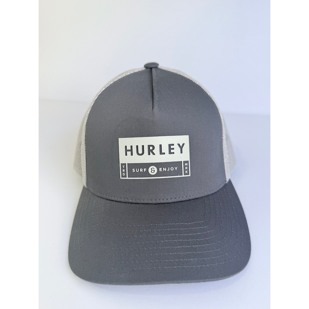 Hurley Trucker Hat Mens OSFM Gray Surf Enjoy Mesh Snapback Cap
